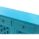 Asian Pastel Blue Shutter Doors Hardware Sideboard Credenza Console Handmade Solid Wood Cabinet cs7522S