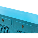 Asian Pastel Blue Shutter Doors Hardware Sideboard Credenza Console Cabinet cs7522S