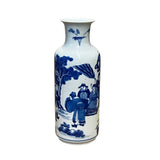 Chinese Blue White Porcelain Straight Body People Theme Vase ws2981S