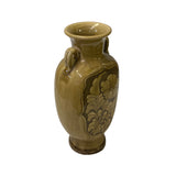 Chinese Ceramic Brown Glaze Earthenware Flower Accent Vase ws2762S