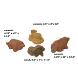 Set of 4 Small Ceramic Wood Animal Figure Display Art ws2340S