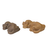 Two Oriental Puppy Dog Small Ceramic Animal Figures Display Art ws2379S