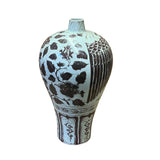 Chinese Oriental Brown Off White Base Graphic Ceramic Vase ws2520S