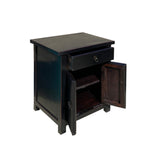 Chinese Black One Drawer Simple End Table Nightstand cs7426S