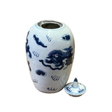 Lot of 2 Blue White Small Foo Dogs Graphic Porcelain Point Lid Jars ws2515S