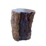 Raw Wood Rough Grain Finish Irregular Shape Short Stool Table cs7537S