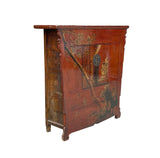 Chinese Vintage Brick Red Golden Scenery Armories  Storage Cabinet cs6030S