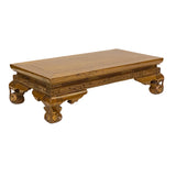 Light Brown Oriental Ribbon Ball Carving Rectangular Table Stand ws2143S