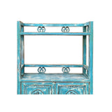 Chinese Distressed Pastel Blue Open Top Display Cabinet Side Table cs7505S