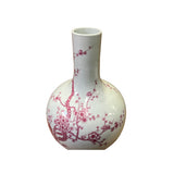 Chinese Porcelain Plum Red Flower Bird Fat Body Shape Vase ws2559S
