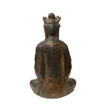 Vintage Chinese Black Brown Lacquer Wood Sitting Kwan Yin Bodhisattava Figure ws2813S