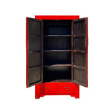 Chinese Distressed Red Tall Wedding Armoire Wardrobe TV Cabinet cs7315S