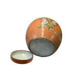 Oriental Orange Base Peaches Graphic Porcelain Round Jar ws2557S