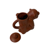 Chinese Brown Yixing Zisha Clay Teapot w Monkey Shape Accent ws2594S