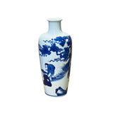 Chinese Blue White Porcelain Round Body People Theme Vase ws2987S