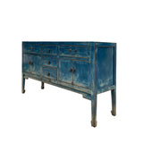 Distressed Teal Sailor Blue Tall Console Table Cabinet Credenza cs7479S