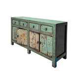 Distressed Summertown Light Green Graphic Sideboard TV Console Cabinet cs7477S