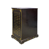 Chinese Distressed Black Color Dragons Graphic Side Table Cabinet cs7228S