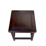 Chinese Oriental Brown Wood Ming Style Square Shape Stool Table cs7576S
