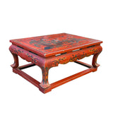 Chinese Distressed Red Cranes Graphic Rectangular Stand Display ws1938S