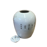 Oriental Distressed Marks Off White Flower Birds Porcelain Oval Jar ws2612S