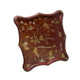 Chinese Ox Blood Red Brown Lacquer Golden Scenery Square Tray Display Art cs7213S