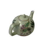 Crackle Pattern Light Green Porcelain Flowers Teapot Shape Display ws2595S