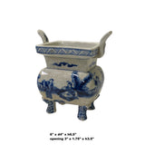 Blue White Oriental Scenery Ding Shape Incense Holder Porcelain Pot ws2065S