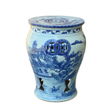 Chinese Blue & White Porcelain Mountain Tree Small Round Stool Table cs7405S