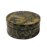 Chinese Black Lacquer Golden Graphic Round Display Box ws2230S