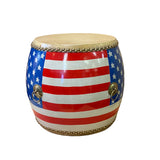 Handmade Small Round Low Flag Graphic Drum Shape Table cs7412S