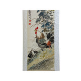 Chinese Color Ink Rooster Flowers Scroll Painting Wall Art ws1974S