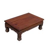 Brown Rosewood Oriental Scroll Carving Rectangular Display Table Stand ws2109S