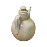 Chinese Off White Porcelain Distressed Marks Flask Jar Shape Vase ws2834S