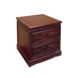 Chinese Oriental Suan Zhi Rosewood Flowers Motif End Table Nightstand cs7506S