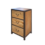Oriental Brown Stain 3 Drawers End Table Nightstand Cabinet cs7461S