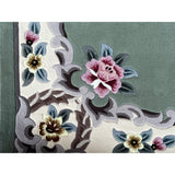 Rectangular Corduroy Green Gray Floral Motif Graphic Wool Rug Carpet cs7548S