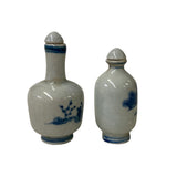 2 x Chinese Porcelain Snuff Bottle With Blue White Scenery Graphic ws2786S