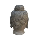 Oriental Distressed Gray Stone Buddha Amitabha Shakyamuni Head Statue cs7120S