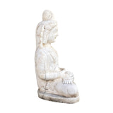Vintage Distressed White Marble Stone Sitting Tara Bodhisattva Statue cs7378S