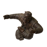 Chinese Distressed Brown Rough Marks Ceramic Clay Man Art Figure ws2471S