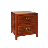 Oriental Brown Stain 2 Drawers End Table Nightstand Cabinet cs7250S