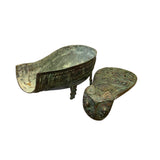 Vintage Look Chinese Green Black Ancient Ding Shape Holder Display ws2997S