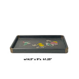 Chinese Rectangular Mother of Pearl Flower Birds Theme Wood Tray ws1876S