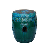 Chinese Green Blue Round Dragon Clay Garden Stool Table cs7277S