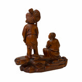 Chinese Oriental Wood Artistic Golden Kids Carving Display Figure Art ws1843S