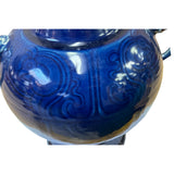 Chinese Dark Navy Blue Glaze Ceramic Dragon Ears Vase Display ws2609S