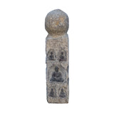 Chinese Distressed Gray Stone Carved Buddhas Display Pole Statue cs7204S