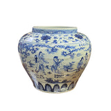 Vintage Chinese Blue White Porcelain Scenery Fat Body Vase Jar ws2717S