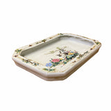 Chinese Off White Porcelain Flower Cranes Rectangular Display Plate ws1820S
